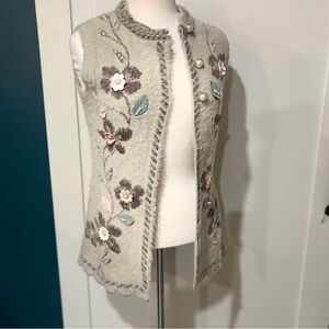 Kaiza Embroidered floral faux mohair sweater vest/ fairy/boho/ whimsy/maximilast